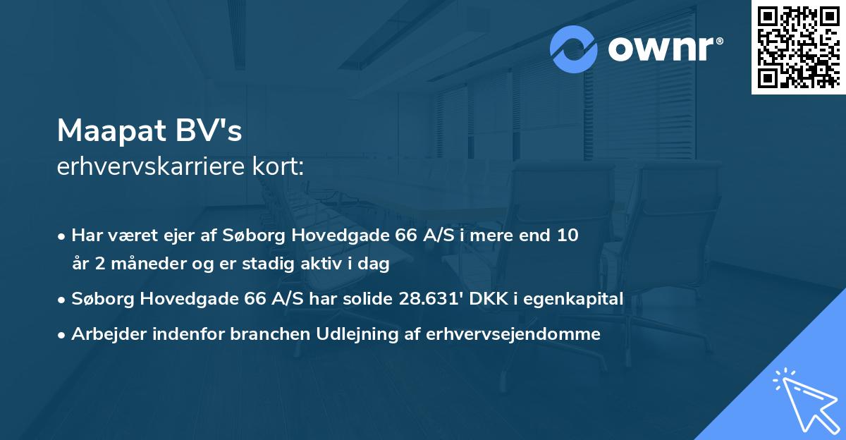 Maapat BV's erhvervskarriere kort