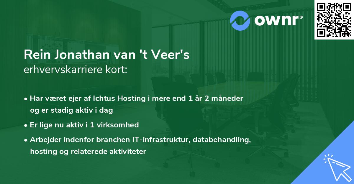 Rein Jonathan van 't Veer's erhvervskarriere kort