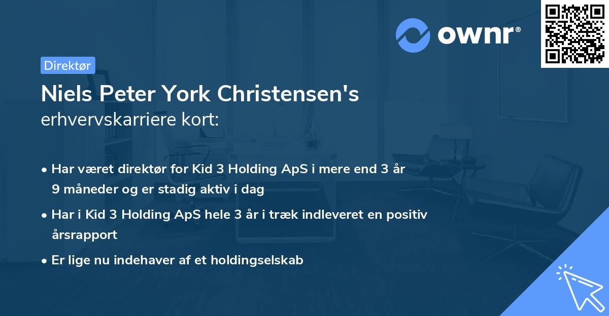 Niels Peter York Christensen's erhvervskarriere kort