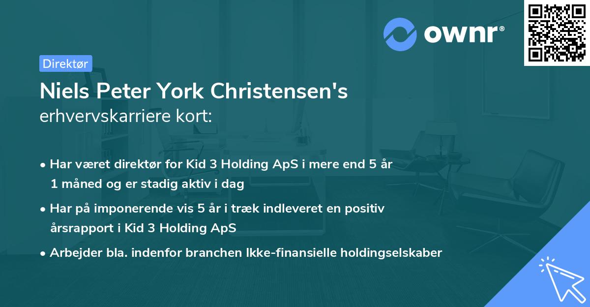 Niels Peter York Christensen's erhvervskarriere kort