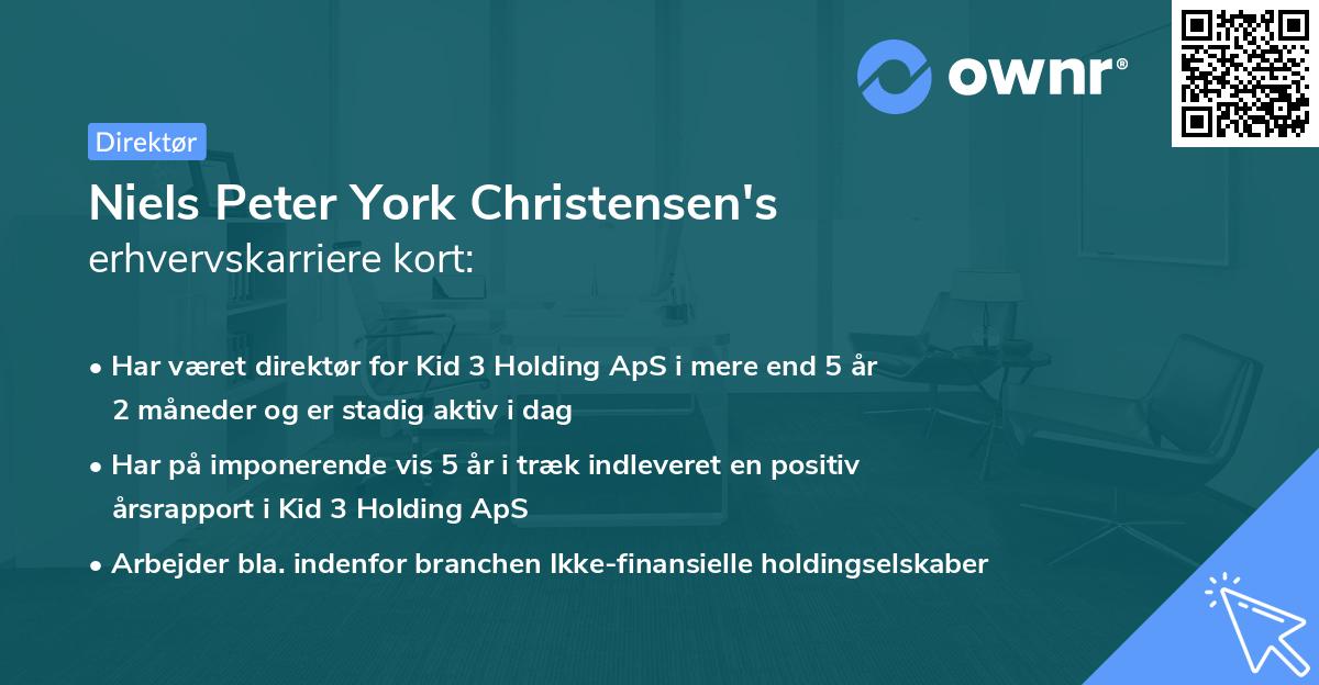 Niels Peter York Christensen's erhvervskarriere kort