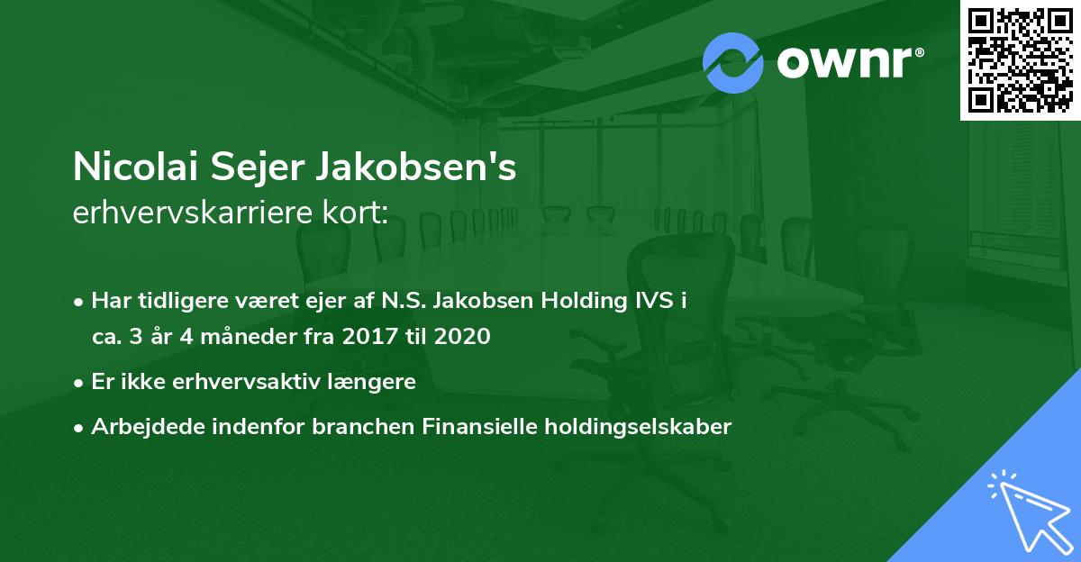 Nicolai Sejer Jakobsen's erhvervskarriere kort