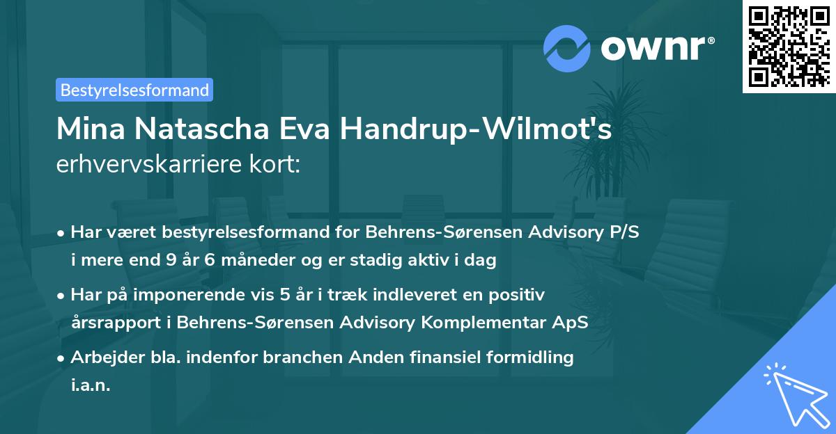 Mina Natascha Eva Handrup-Wilmot's erhvervskarriere kort