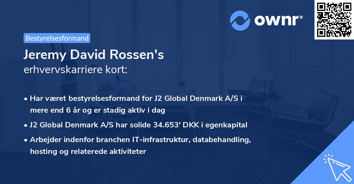 Jeremy David Rossen's erhvervskarriere kort