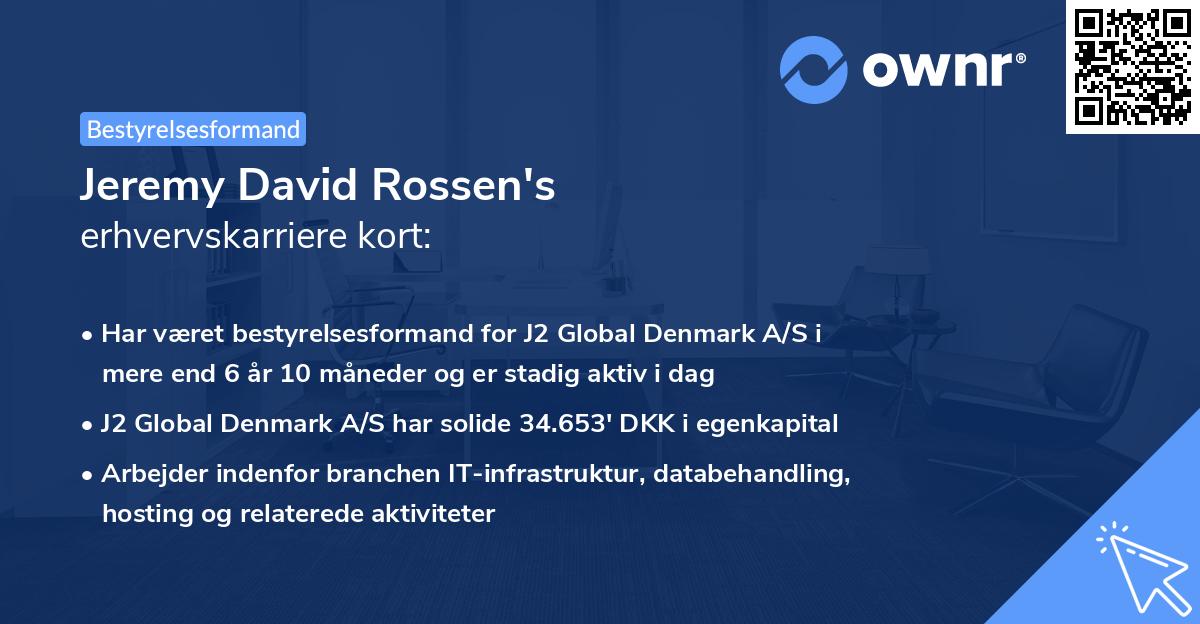 Jeremy David Rossen's erhvervskarriere kort