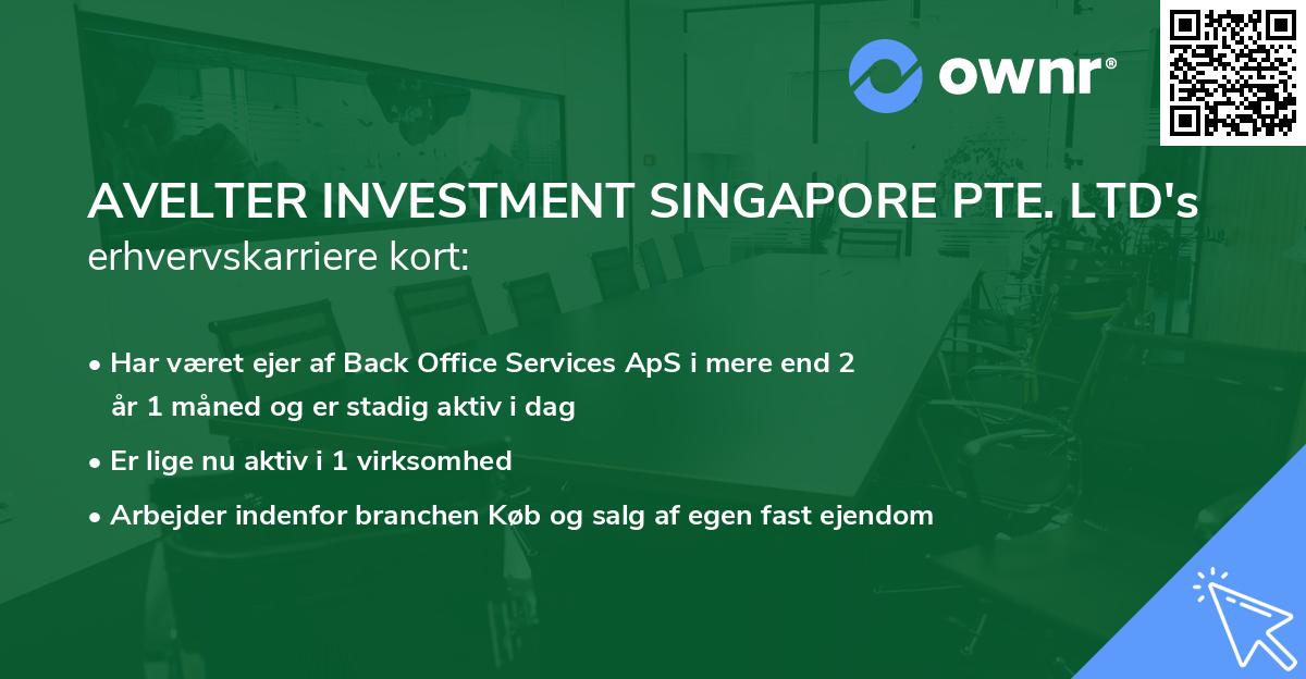 AVELTER INVESTMENT SINGAPORE PTE. LTD's erhvervskarriere kort