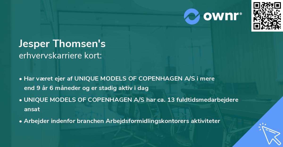 Jesper Thomsen's erhvervskarriere kort
