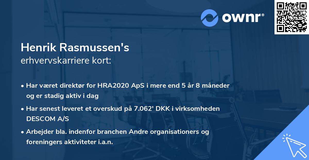 Henrik Rasmussen's erhvervskarriere kort