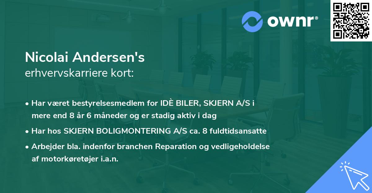 Nicolai Andersen's erhvervskarriere kort