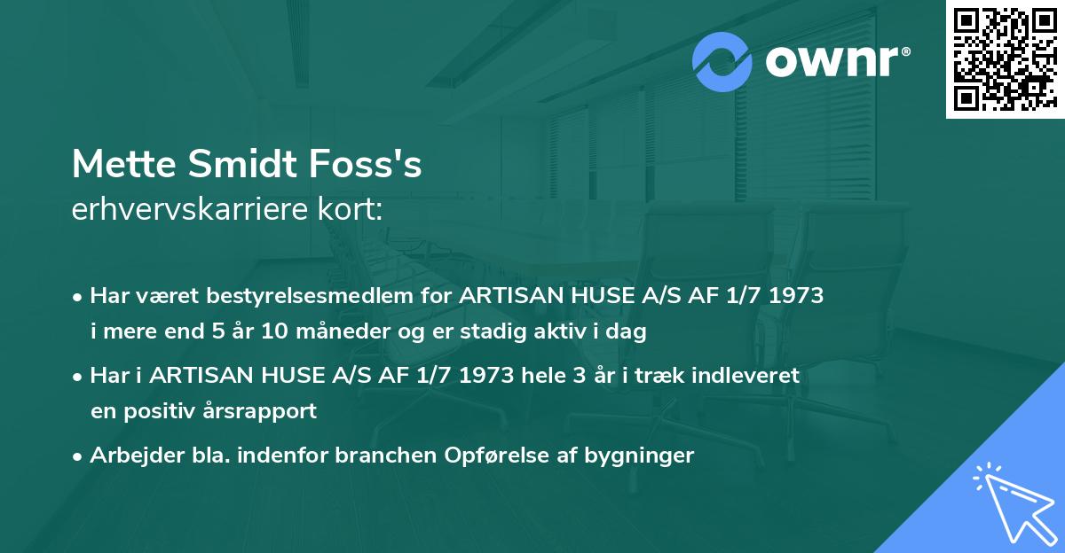 Mette Smidt Foss's erhvervskarriere kort