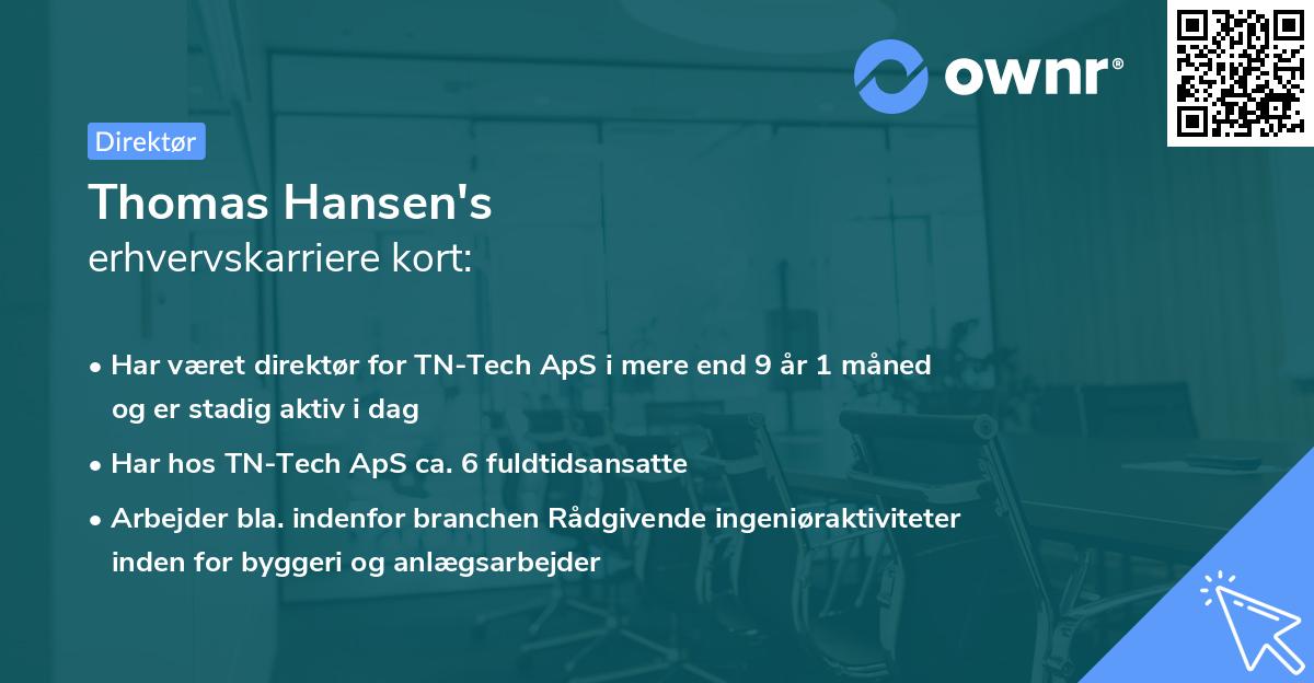 Thomas Hansen's erhvervskarriere kort