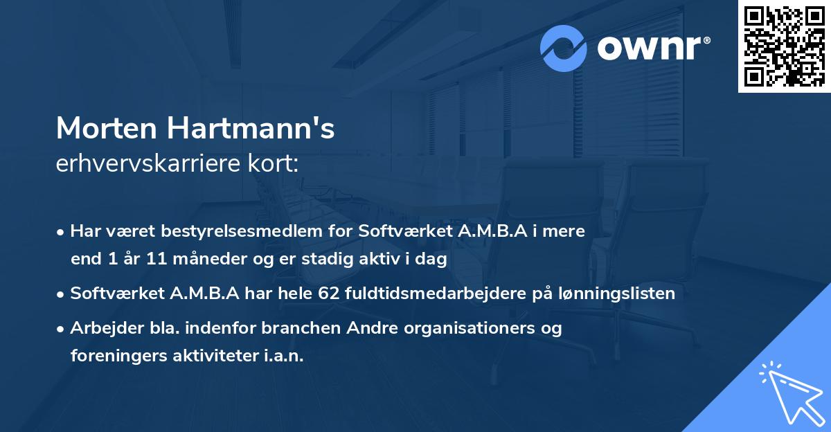Morten Hartmann's erhvervskarriere kort