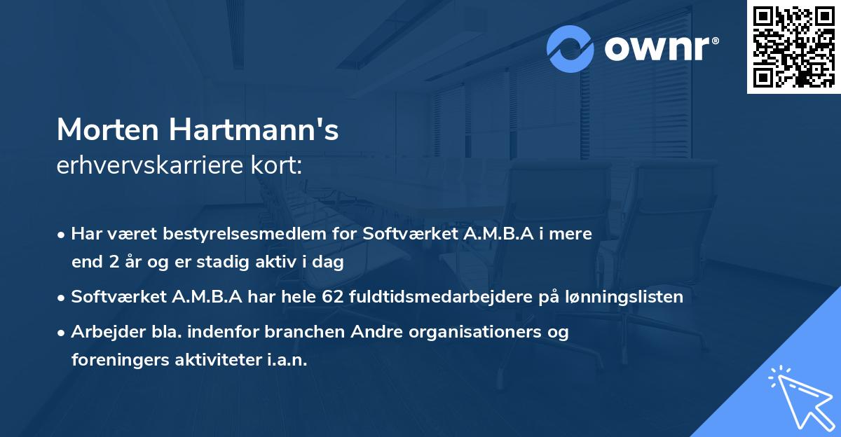 Morten Hartmann's erhvervskarriere kort