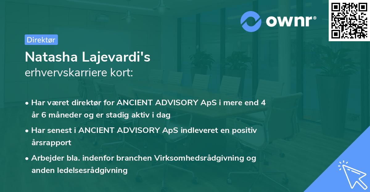 Natasha Lajevardi's erhvervskarriere kort