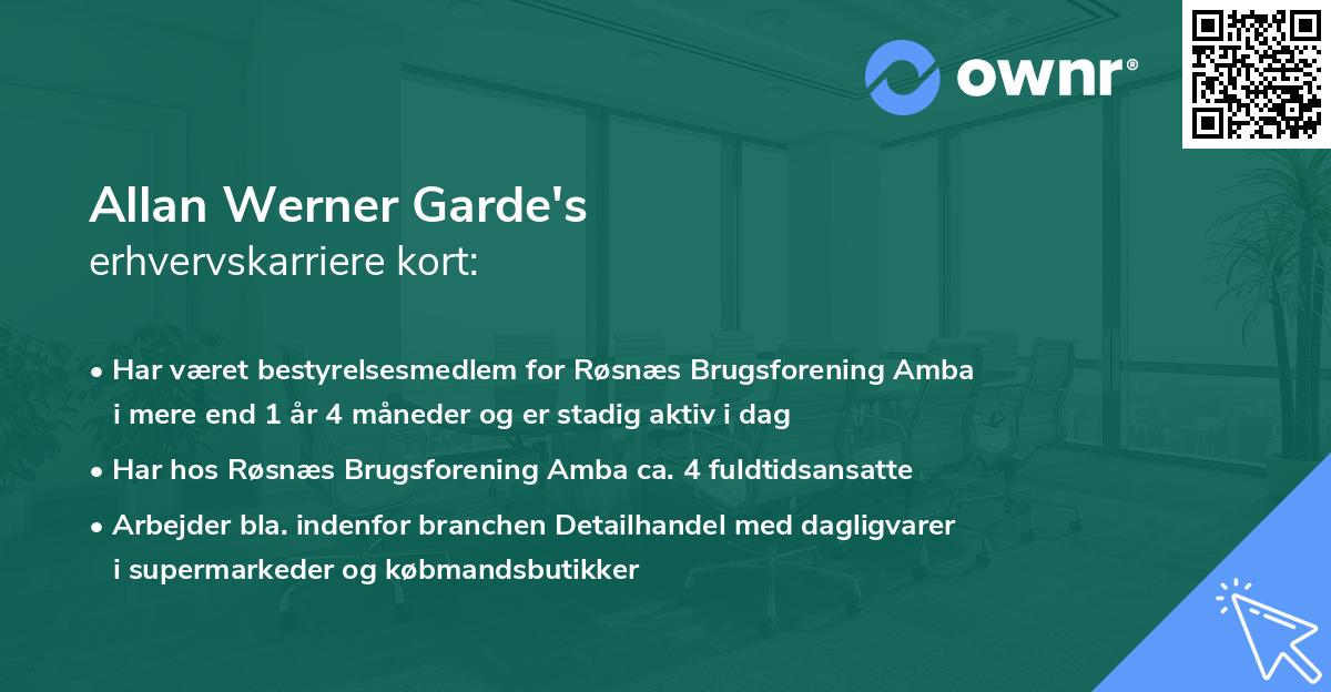 Allan Werner Garde's erhvervskarriere kort