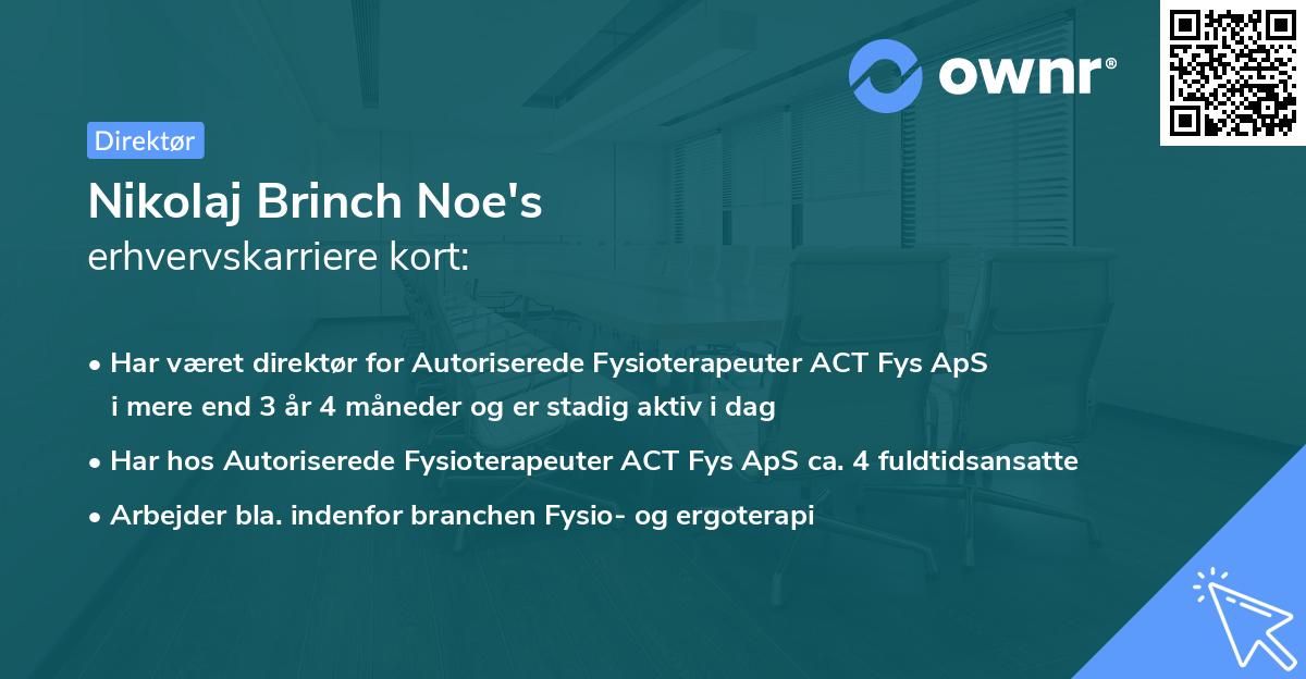 Nikolaj Brinch Noe's erhvervskarriere kort