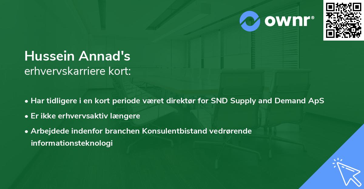 Hussein Annad's erhvervskarriere kort
