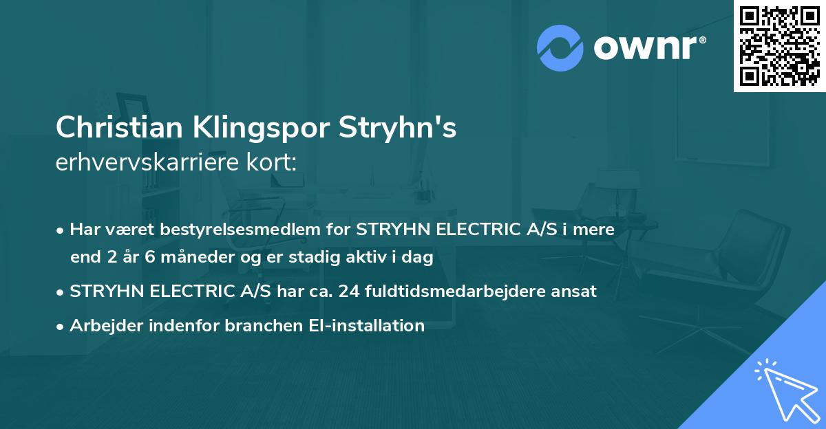 Christian Klingspor Stryhn's erhvervskarriere kort
