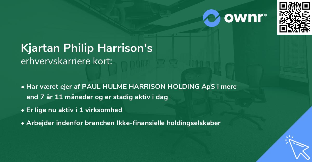 Kjartan Philip Harrison's erhvervskarriere kort