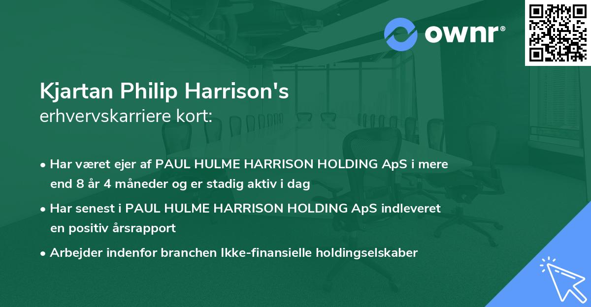 Kjartan Philip Harrison's erhvervskarriere kort