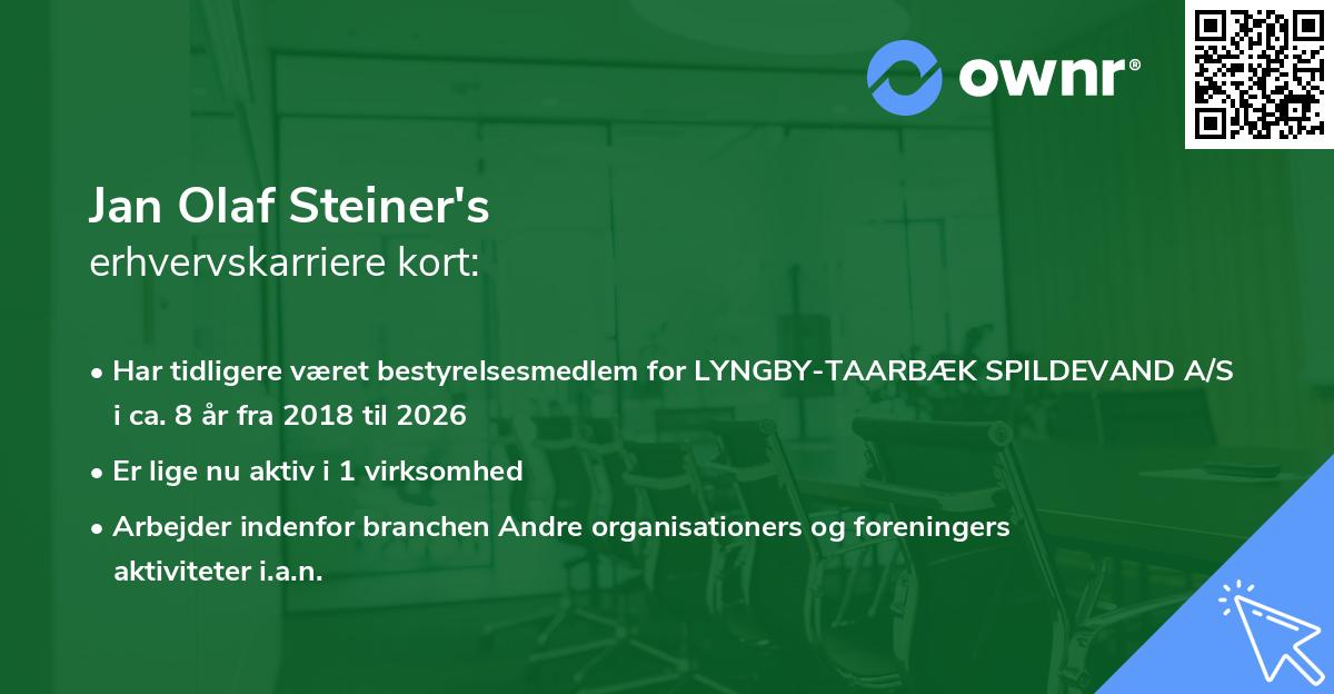 Jan Olaf Steiner's erhvervskarriere kort