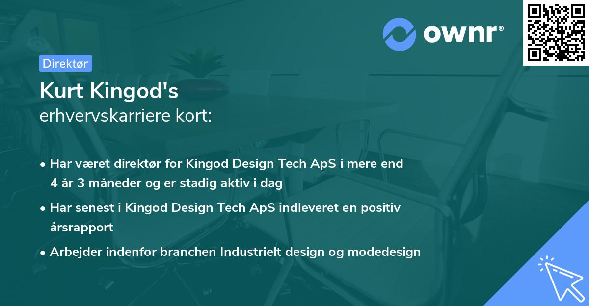 Kurt Kingod's erhvervskarriere kort