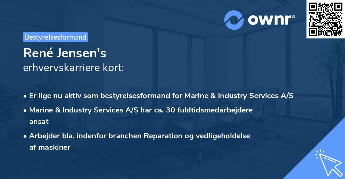 René Jensen's erhvervskarriere kort