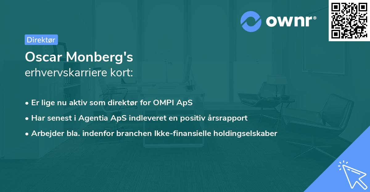 Oscar Monberg's erhvervskarriere kort
