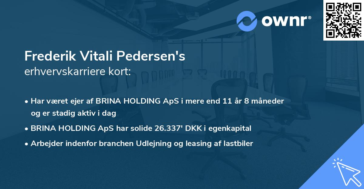 Frederik Vitali Pedersen's erhvervskarriere kort