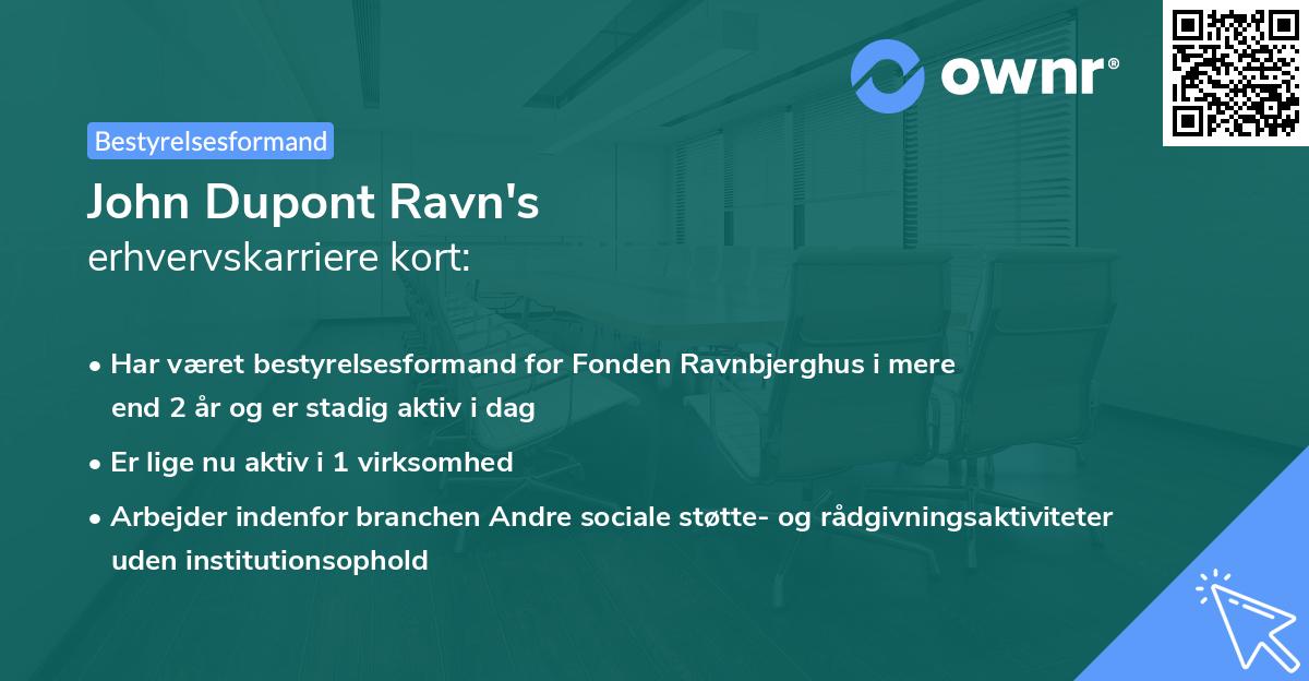 John Dupont Ravn's erhvervskarriere kort