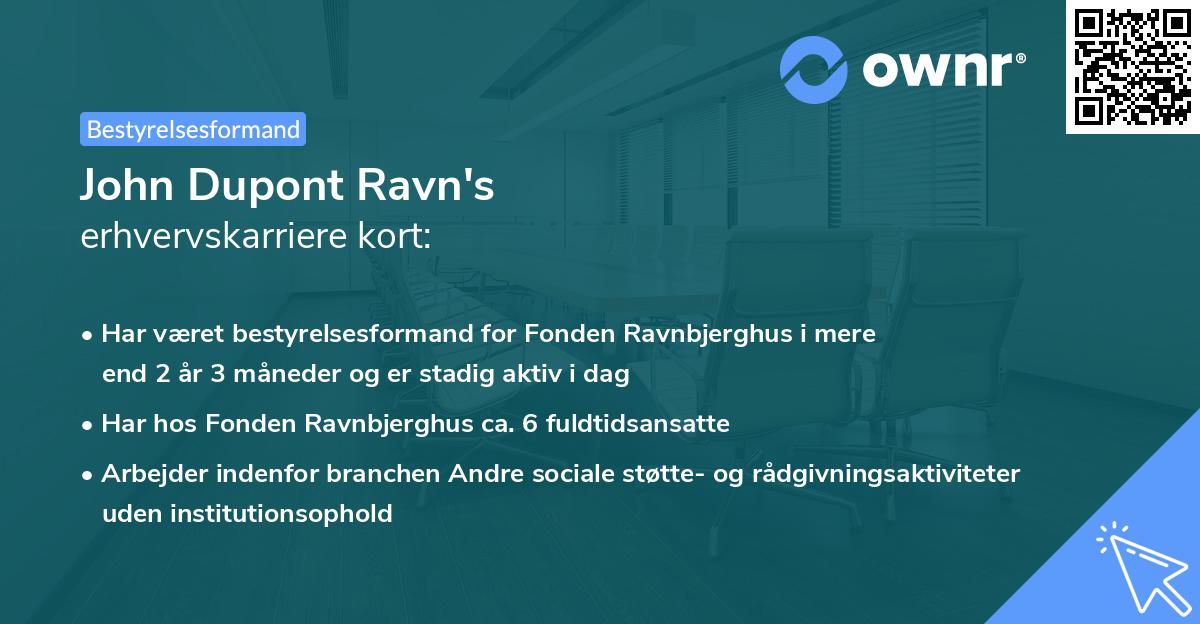John Dupont Ravn's erhvervskarriere kort