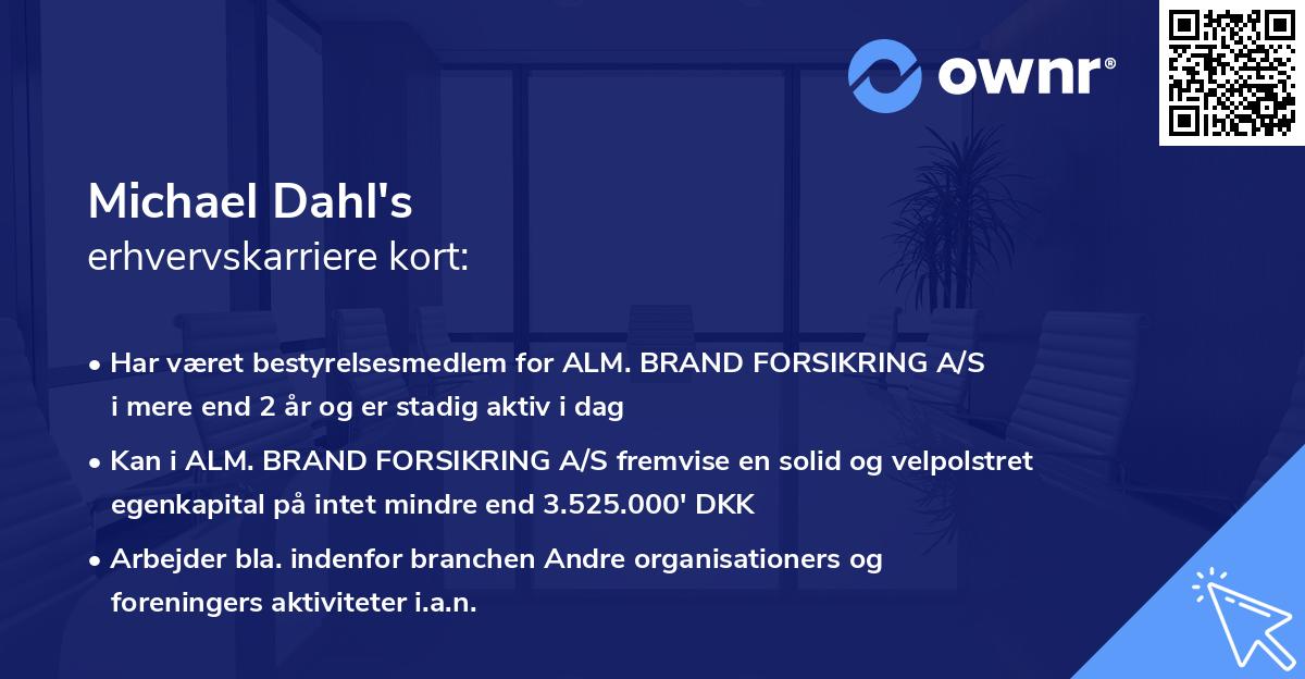 Michael Dahl's erhvervskarriere kort