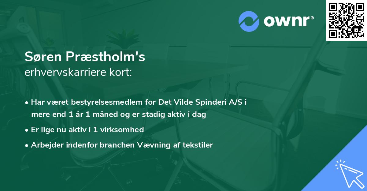 Søren Præstholm's erhvervskarriere kort