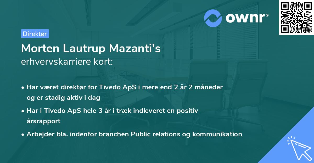 Morten Lautrup Mazanti's erhvervskarriere kort