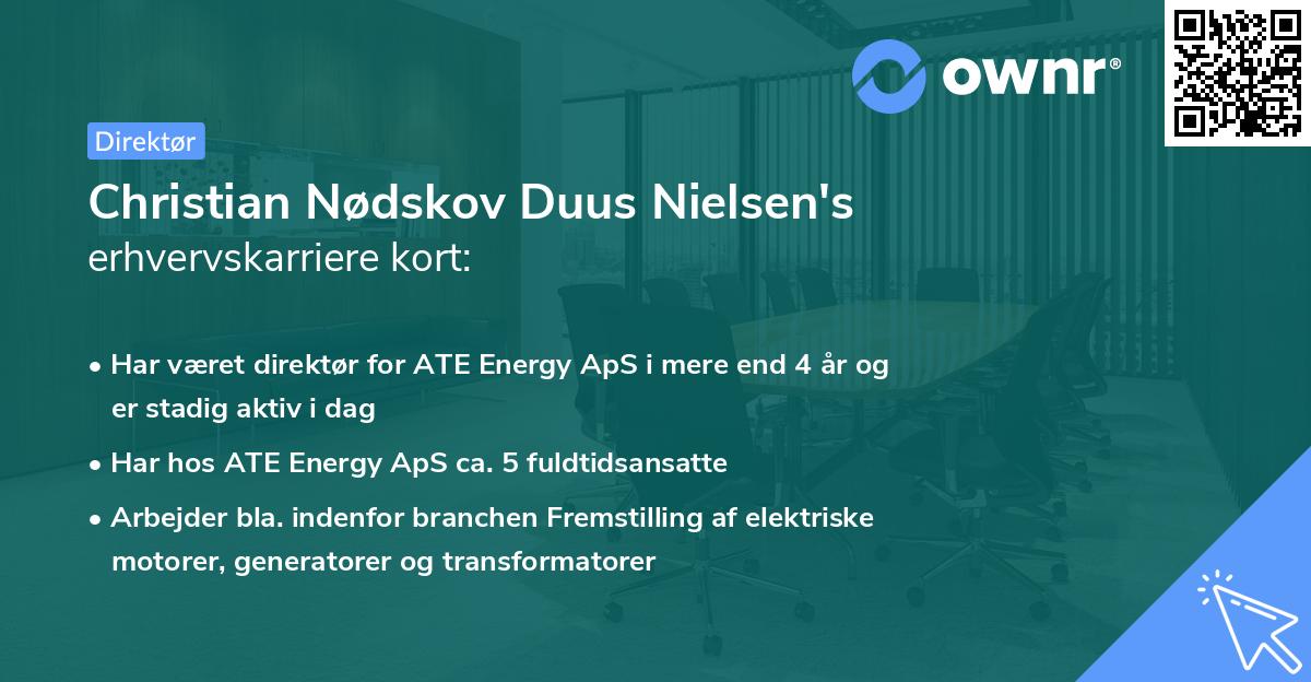 Christian Nødskov Duus Nielsen's erhvervskarriere kort
