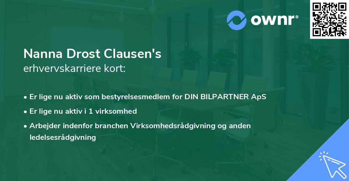 Nanna Drost Clausen's erhvervskarriere kort