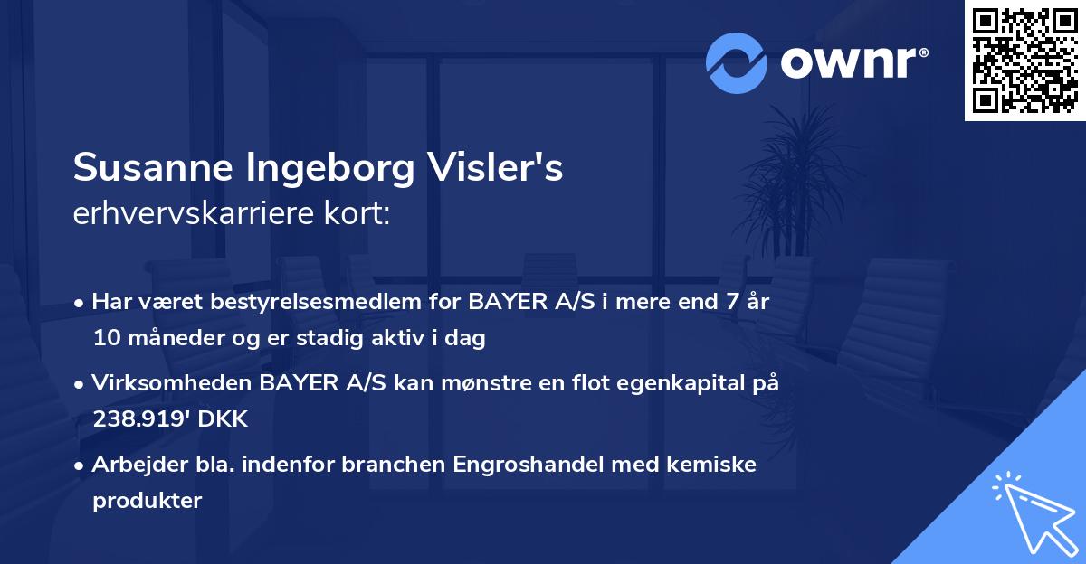 Susanne Ingeborg Visler's erhvervskarriere kort
