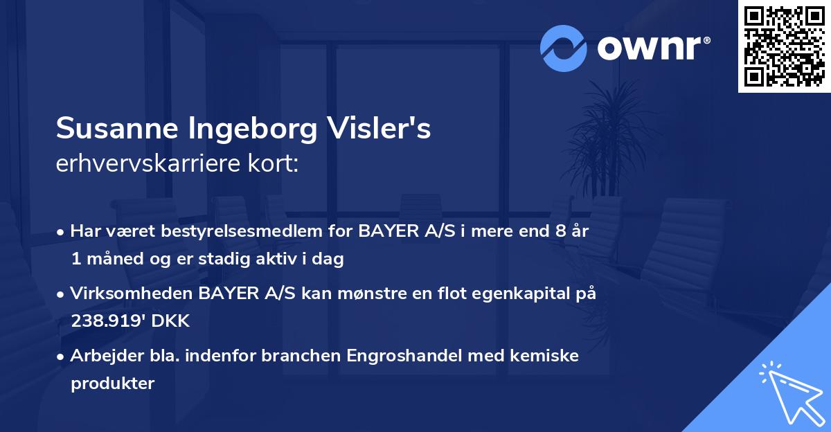 Susanne Ingeborg Visler's erhvervskarriere kort