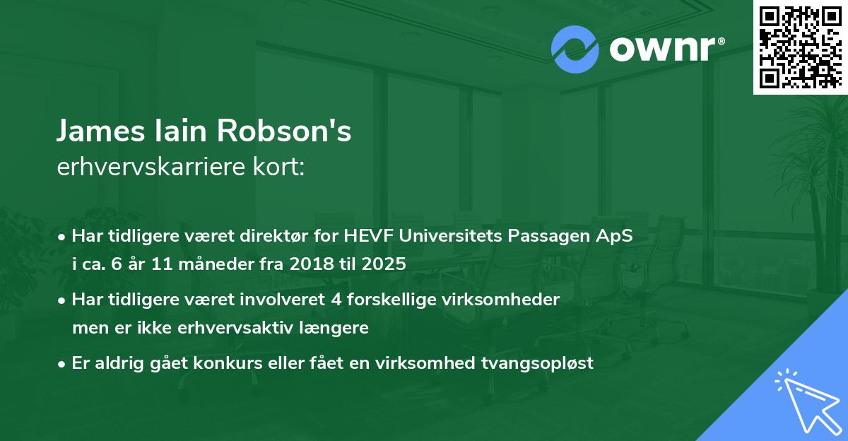 James Iain Robson's erhvervskarriere kort