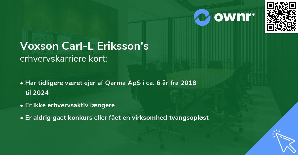 Voxson Carl-L Eriksson's erhvervskarriere kort