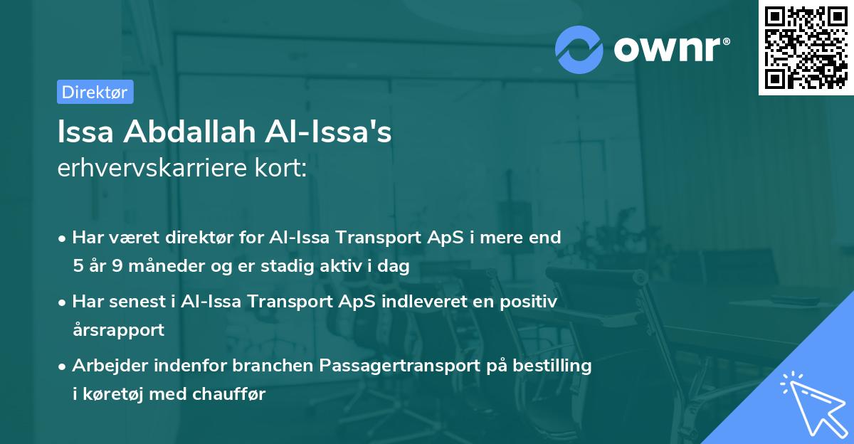 Issa Abdallah Al-Issa's erhvervskarriere kort