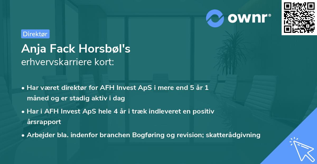 Anja Fack Horsbøl's erhvervskarriere kort