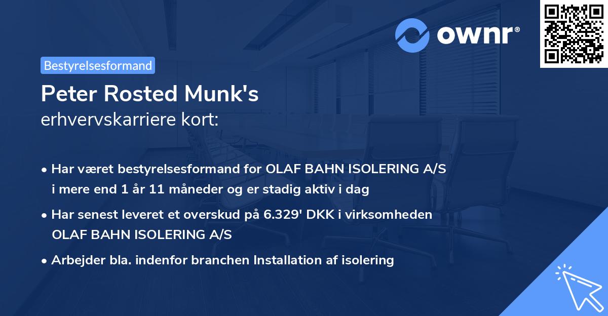 Peter Rosted Munk's erhvervskarriere kort