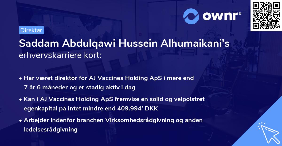 Saddam Abdulqawi Hussein Alhumaikani's erhvervskarriere kort