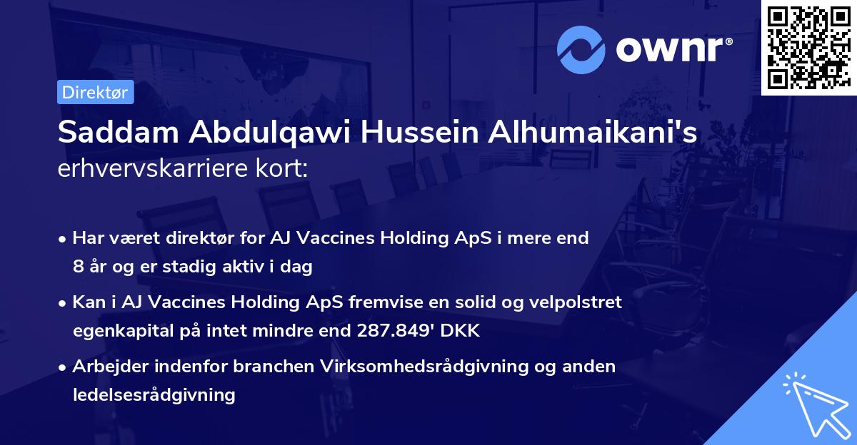 Saddam Abdulqawi Hussein Alhumaikani's erhvervskarriere kort