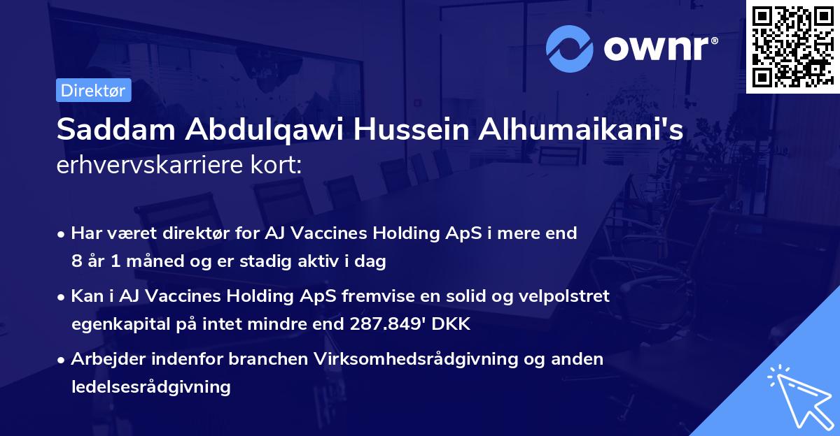 Saddam Abdulqawi Hussein Alhumaikani's erhvervskarriere kort