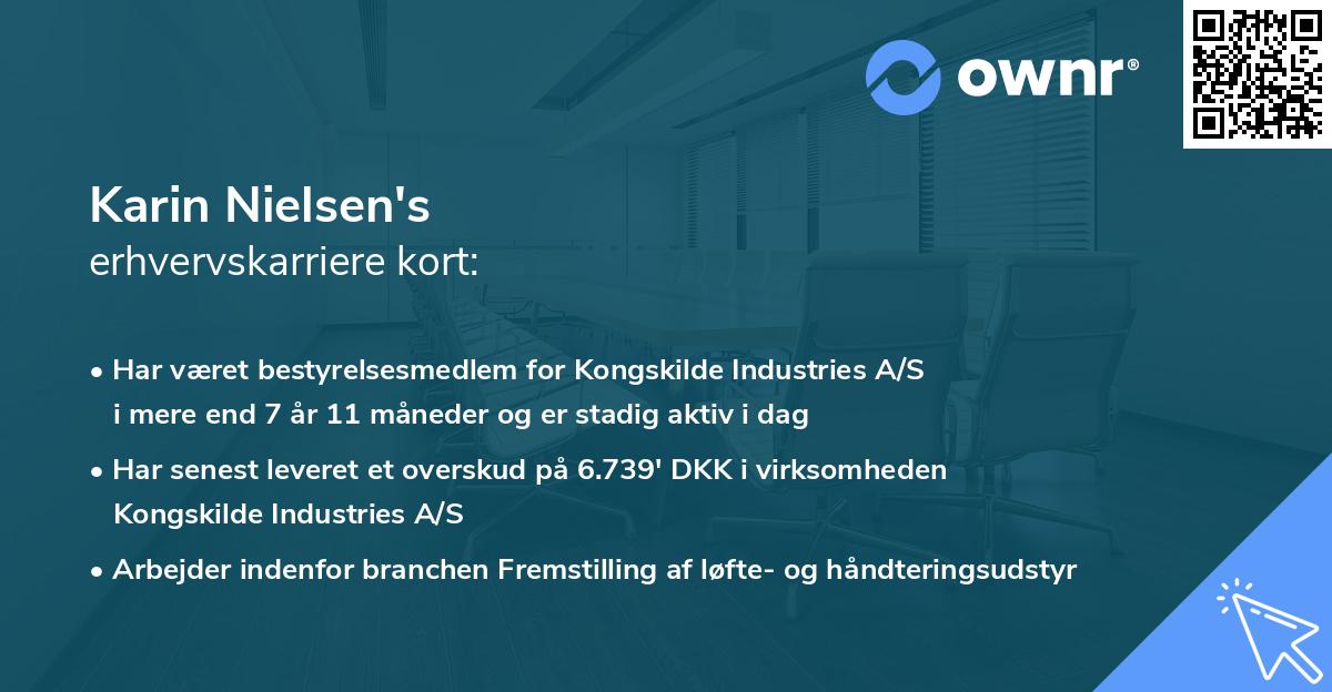 Karin Nielsen's erhvervskarriere kort