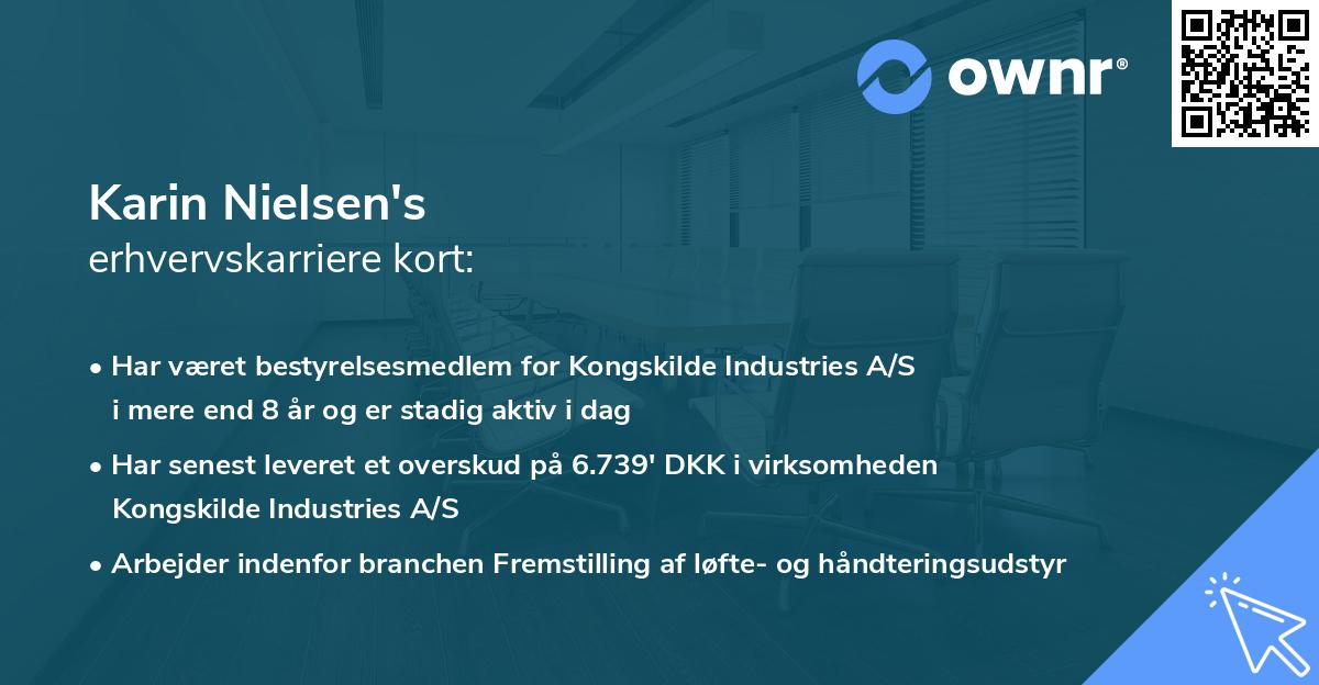 Karin Nielsen's erhvervskarriere kort