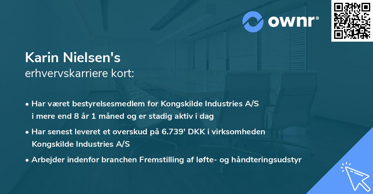 Karin Nielsen's erhvervskarriere kort