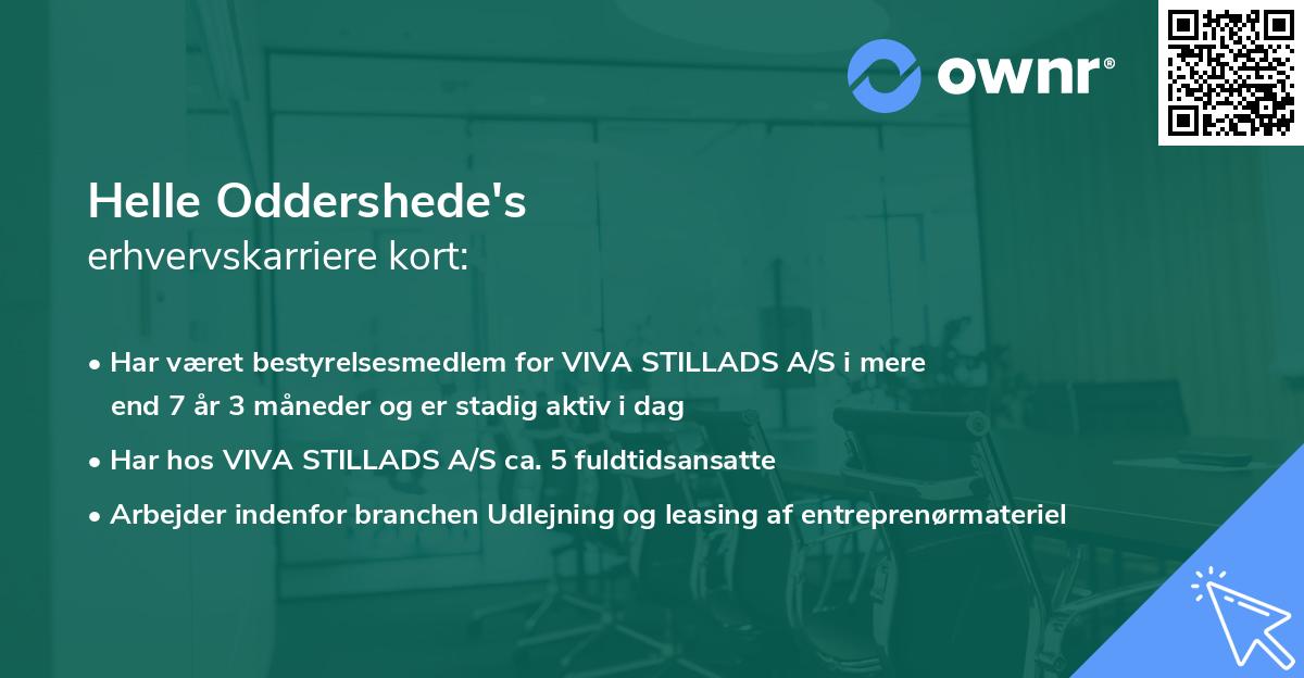 Helle Oddershede's erhvervskarriere kort